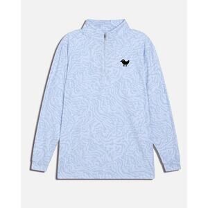 BAD BIRDIE Golf Men's Drip Tide Pale Blue Wave Print 1/4 Zip Athletic Pullover L